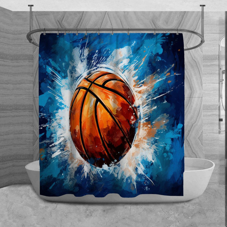 Bless international Basketball Shower Curtain Sports Bathroom Decor
